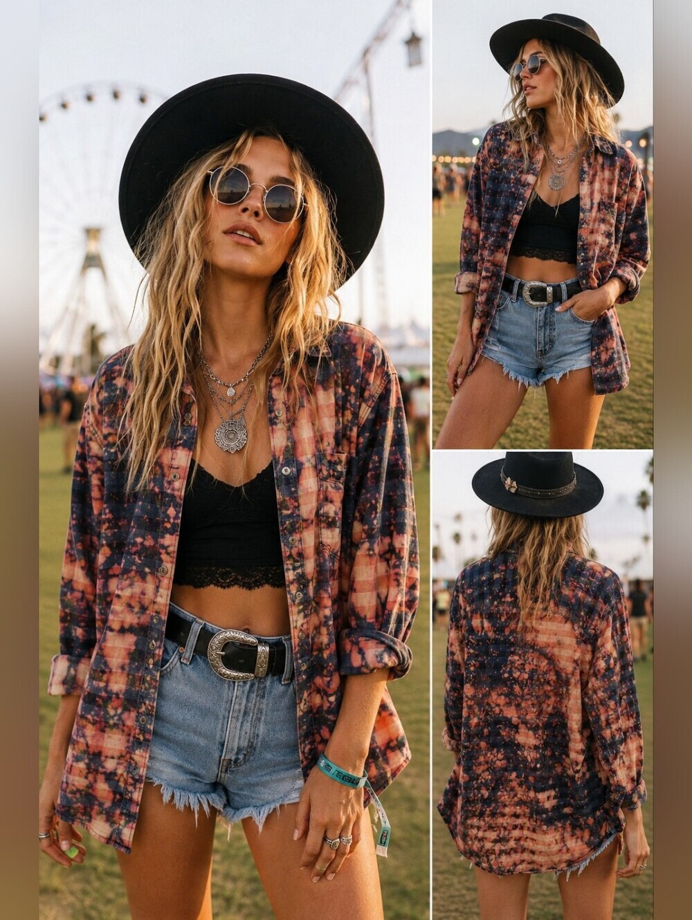 🔥 OUTLAW Bleached Plaid Flannel Button Down | Grunge Indie Western Shirt | Smal